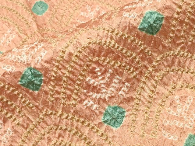 平和屋着物●訪問着　総絞り　孔雀羽文　暈し染め　正絹　逸品　CABC8354gh_6