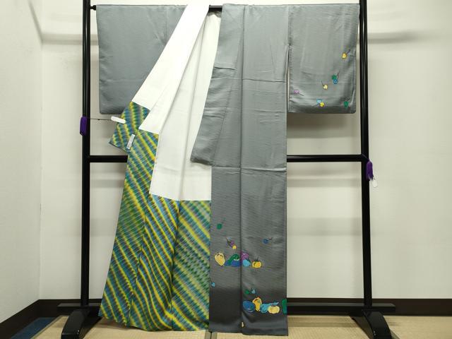 平和屋着物●染色作家　斉藤三才　訪問着　成り物　暈し染め　正絹　逸品　CABC8361gh_1