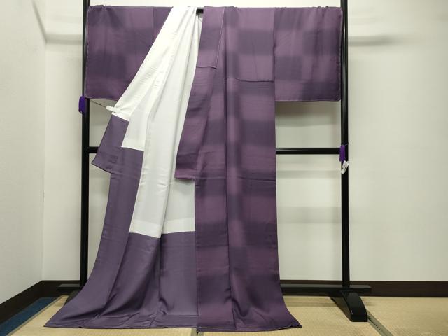 平和屋着物●上質な小紋　市松文　暈し染め　ロング丈　正絹　逸品　未使用　CABC8374gh_2