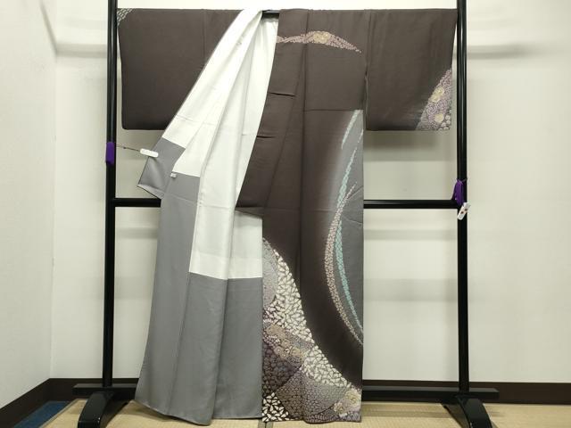 平和屋着物●十日町　名門　滝泰謹製　中国三大刺繍　相良刺繍　訪問着　辻が花　絞り　暈し染め　金通し地　正絹　逸品　CABC8390gh_1