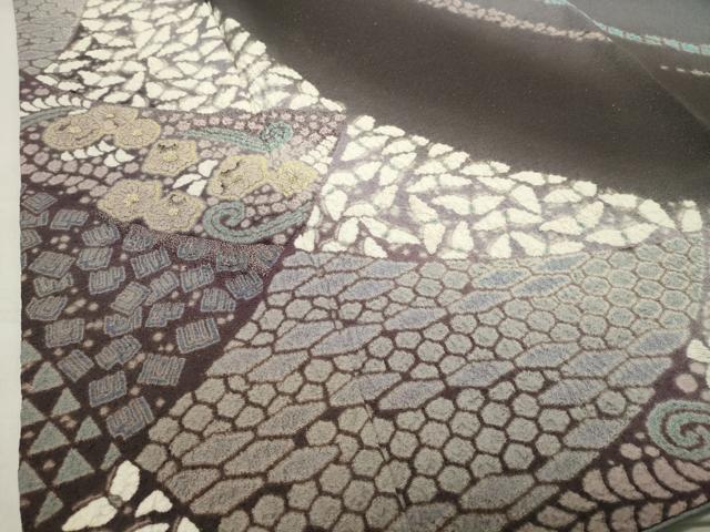 平和屋着物●十日町　名門　滝泰謹製　中国三大刺繍　相良刺繍　訪問着　辻が花　絞り　暈し染め　金通し地　正絹　逸品　CABC8390gh_3