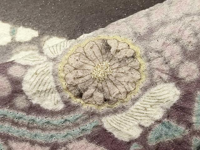 平和屋着物●十日町　名門　滝泰謹製　中国三大刺繍　相良刺繍　訪問着　辻が花　絞り　暈し染め　金通し地　正絹　逸品　CABC8390gh_6