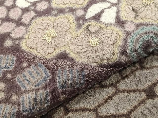 平和屋着物●十日町　名門　滝泰謹製　中国三大刺繍　相良刺繍　訪問着　辻が花　絞り　暈し染め　金通し地　正絹　逸品　CABC8390gh_5