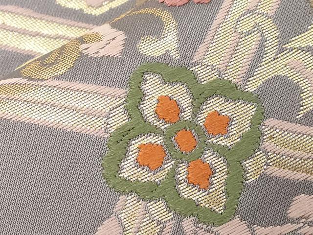 平和屋着物●つけ帯　唐織　唐草文　金糸　正絹　逸品　CABC8405dy_3