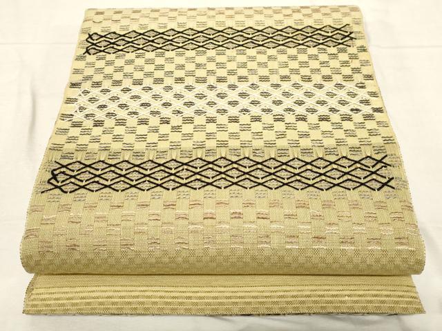 平和屋着物●八寸名古屋帯　横段文　正絹　逸品　CABC8417dy