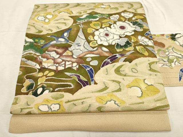 平和屋着物●九寸名古屋帯　辻が花　鬼しぼ縮緬　逸品　CABC8445dy