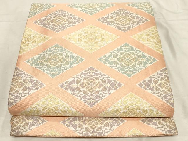 平和屋着物●西陣最高峰・北尾織物匠　九寸開き名古屋帯　しづはた　菱花文　金糸　正絹　逸品　CABC8447dy