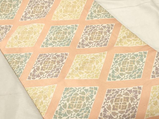 平和屋着物●西陣最高峰・北尾織物匠　九寸開き名古屋帯　しづはた　菱花文　金糸　正絹　逸品　CABC8447dy