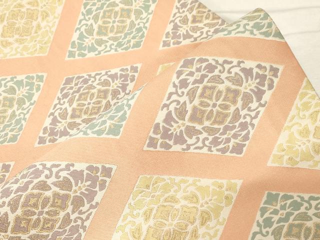 平和屋着物●西陣最高峰・北尾織物匠　九寸開き名古屋帯　しづはた　菱花文　金糸　正絹　逸品　CABC8447dy