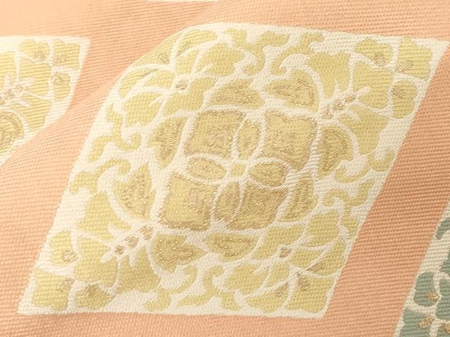 平和屋着物●西陣最高峰・北尾織物匠　九寸開き名古屋帯　しづはた　菱花文　金糸　正絹　逸品　CABC8447dy