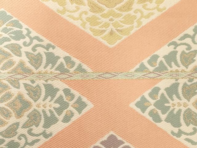 平和屋着物●西陣最高峰・北尾織物匠　九寸開き名古屋帯　しづはた　菱花文　金糸　正絹　逸品　CABC8447dy