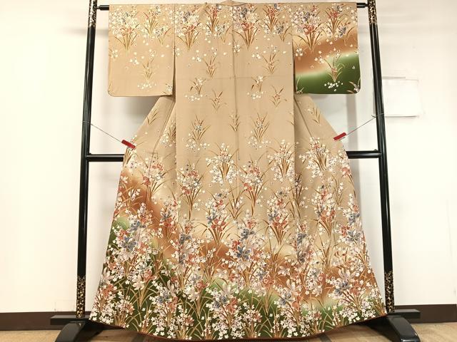 平和屋着物●訪問着　草花文　暈し染め　金彩　正絹　逸品　CABC9615vp
