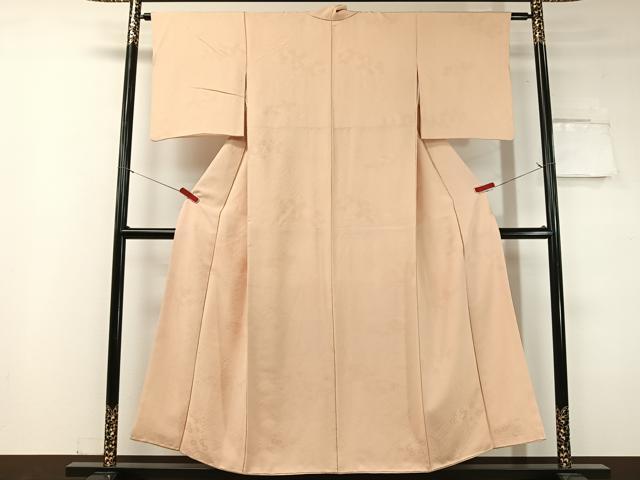 平和屋着物○上質な色無地 菊花地紋 雄黄色 正絹 逸品 CABC9635vpの