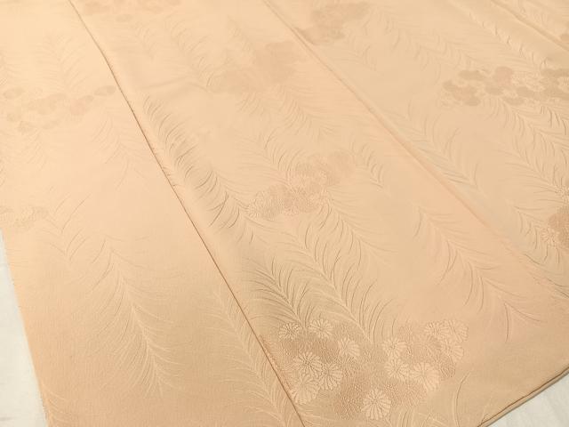 平和屋着物●上質な色無地　菊花地紋　雄黄色　正絹　逸品　CABC9635vp 平和屋着物○上質な色無地 菊花地紋 雄黄色 正絹 逸品 CABC9635vpの