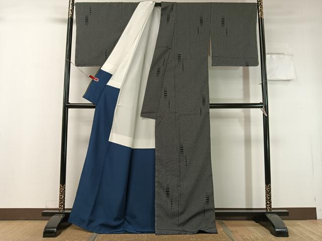 平和屋着物●本塩沢　吉祥文　黒地　正絹　逸品　未使用　CABC9650vp_2