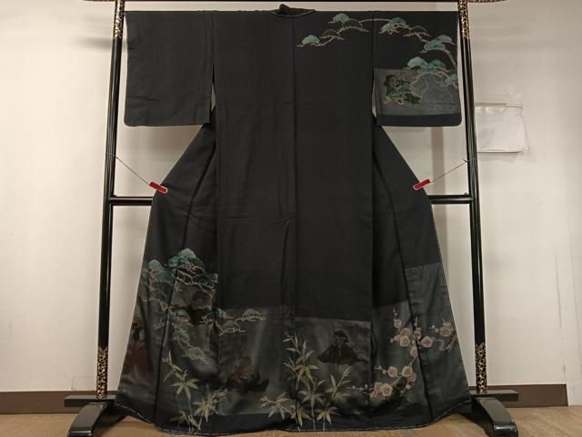 平和屋着物●訪問着　手描き　七福神　松竹梅　金彩　正絹　逸品　未使用　CABC9661vp