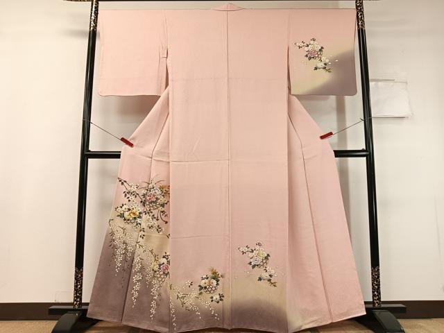平和屋着物●訪問着　刺繍　花篭文　暈し染め　金彩　さが美扱い　正絹　逸品　CABC9687vp