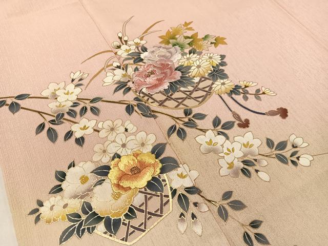 平和屋着物●訪問着　刺繍　花篭文　暈し染め　金彩　さが美扱い　正絹　逸品　CABC9687vp_4