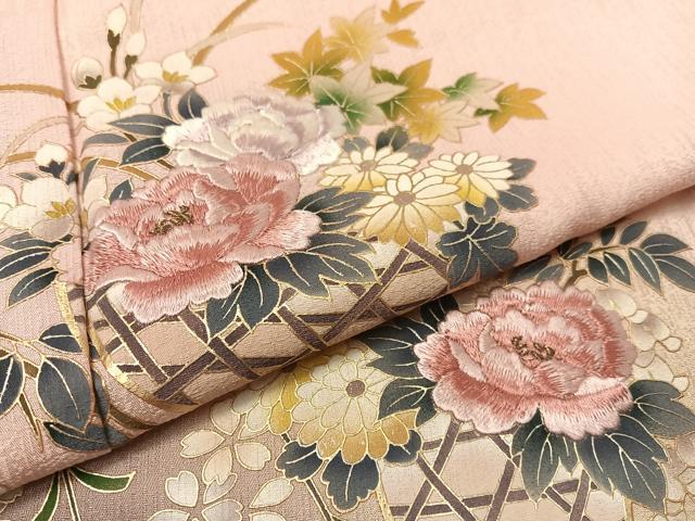 平和屋着物●訪問着　刺繍　花篭文　暈し染め　金彩　さが美扱い　正絹　逸品　CABC9687vp_5