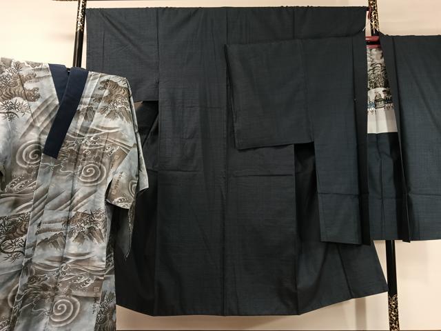 平和屋着物●男性　本場大島紬　アンサンブル　長襦袢セット　100亀甲　総詰め　正絹　逸品　CABC9689vp