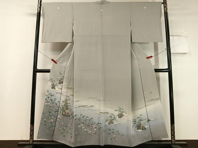 平和屋着物●本加賀友禅作家　染元千紅代表　寺西一紘　色留袖　水辺風景文　暈し染め　正絹　逸品　CABC9696vp