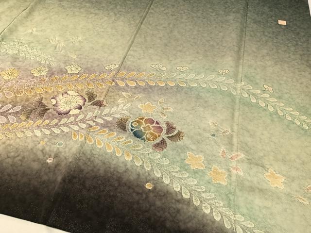 平和屋着物●訪問着　泰常　絞り　辻が花　暈し染め　銀通し地　正絹　逸品　CABC9701vp 平和屋着物○訪問着 泰常 絞り 辻が花 暈し染め 銀通し地 正絹 逸品