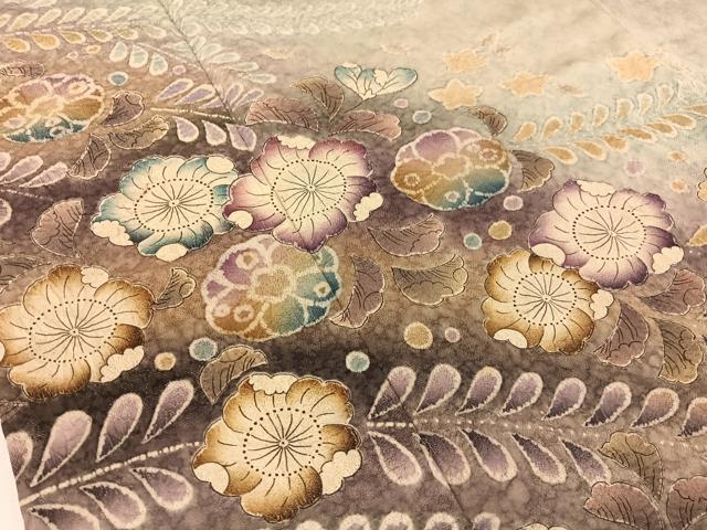 平和屋着物●訪問着　泰常　絞り　辻が花　暈し染め　銀通し地　正絹　逸品　CABC9701vp 平和屋着物○訪問着 泰常 絞り 辻が花 暈し染め 銀通し地 正絹 逸品