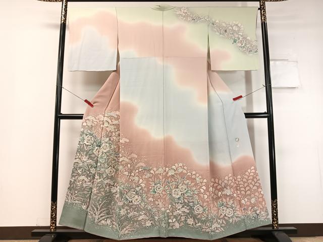 平和屋着物●越後十日町の一流染匠　桐屋・翠山工房　訪問着　辻が花　絞り　暈し染め　正絹　逸品　CABC9712vp