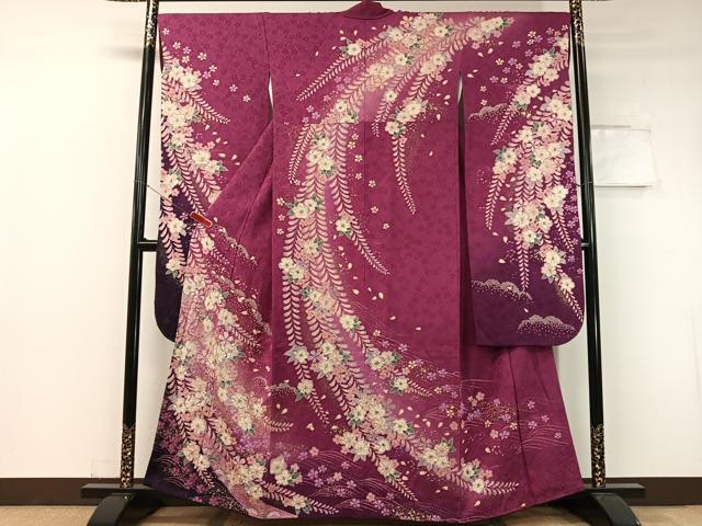 平和屋着物●豪華振袖　辻が花　絞り　手描き　暈し染め　銀通し地　正絹　逸品　CABC9714vp