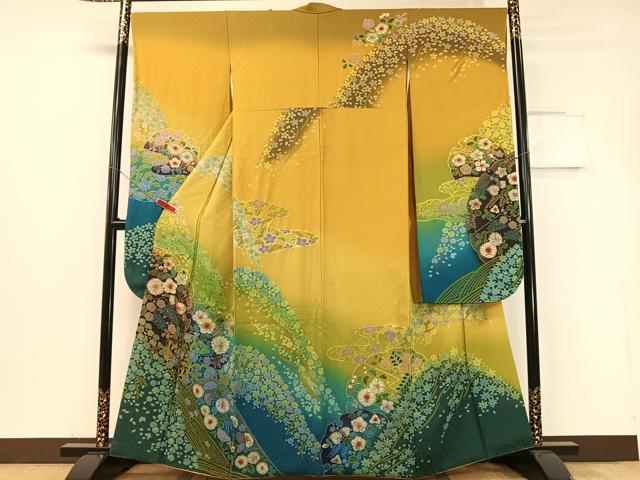 平和屋着物●豪華振袖　辻が花　絞り　暈し染め　金彩　京都きもの友禅扱い　正絹　逸品　CABC9716vp