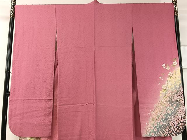 平和屋着物●豪華振袖　絞り　立波舞桜　暈し染め　金通し地　やまと誂製　正絹　逸品　CABC9722vp 平和屋着物○豪華振袖 絞り 立波舞桜 暈し染め 金通し地