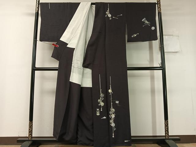 平和屋着物●訪問着　総刺繍　花鈴吉祥文　金銀糸　正絹　逸品　CABC9746vp 平和屋着物○訪問着 総刺繍 花鈴吉祥文 金銀糸 正絹 逸品