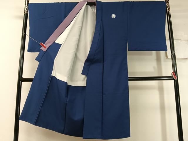 平和屋着物○男性 色紋付 紺青色 洗える着物 CABC9824vp【公式通販】