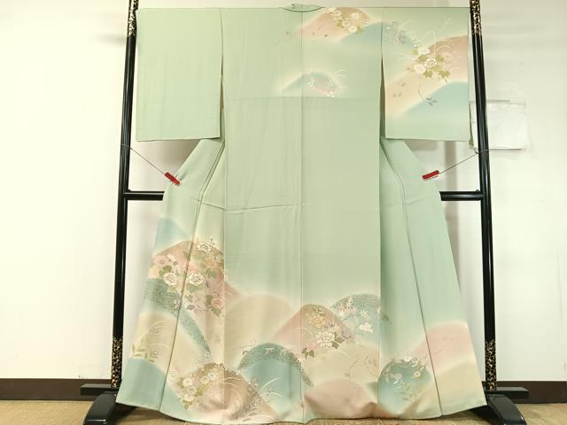 平和屋着物□訪問着 流水地紙重ね枝花文 暈し染め