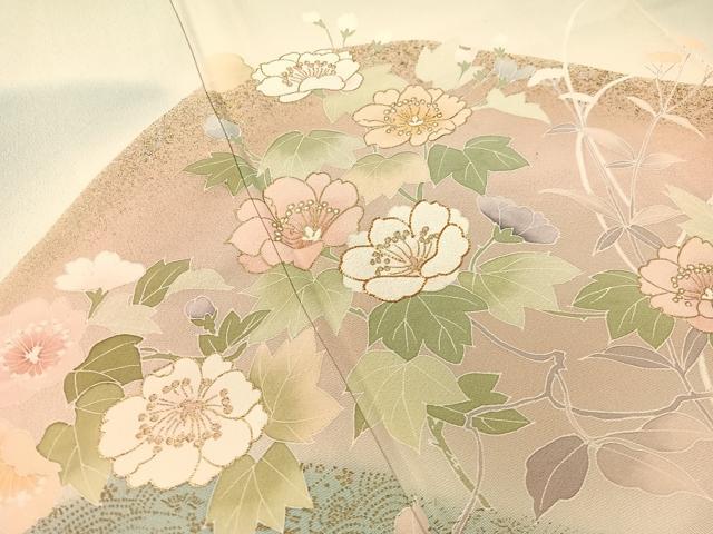 平和屋着物●訪問着　駒刺繍　重ね山花文　暈し染め　金彩　正絹　逸品　CABC9858vp_4