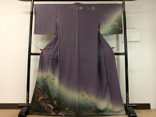 平和屋着物●友禅作家　城戸壇上　訪問着　道長宝尽くし　暈し染め　金彩　ロング丈　正絹　逸品　CABC9907vp