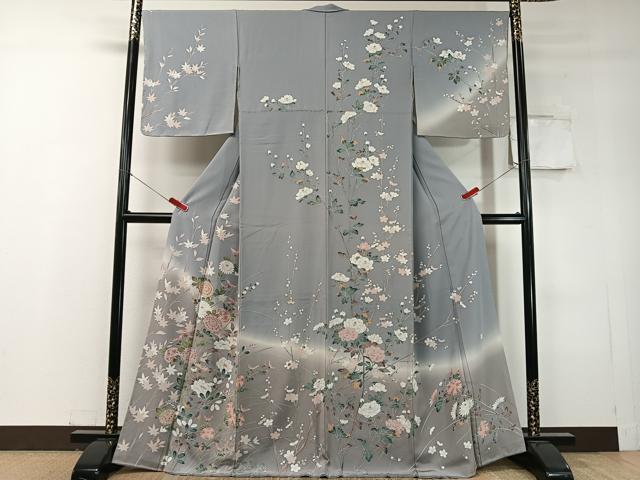 平和屋着物●訪問着　友禅　草花文　暈し染め　正絹　逸品　未使用　CABC9968vp