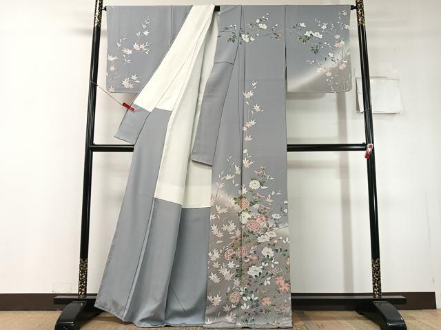 平和屋着物●訪問着　友禅　草花文　暈し染め　正絹　逸品　未使用　CABC9968vp_1