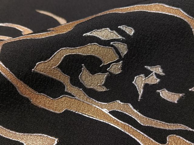 平和屋着物●訪問着　駒刺繍　霞文　黒地　金銀彩　正絹　逸品　CABC9972vp_6