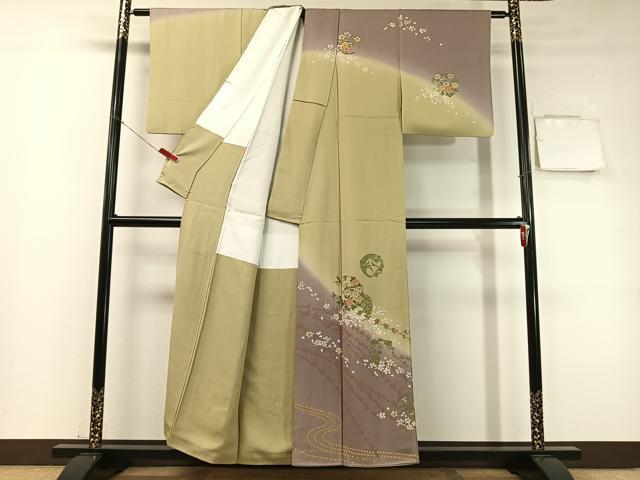 平和屋着物●訪問着　草花丸文　暈し染め　正絹　逸品　CABC9979vp_1