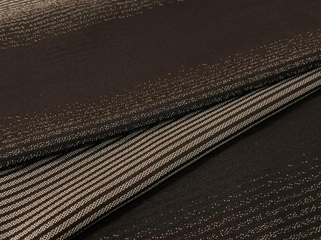 平和屋着物●上質な紬　横段文　黒地　正絹　逸品　CABC9991vp