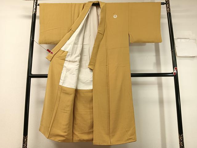 平和屋着物●男性　色紋付　黄朽葉色　正絹　逸品　CABC9999vp_1
