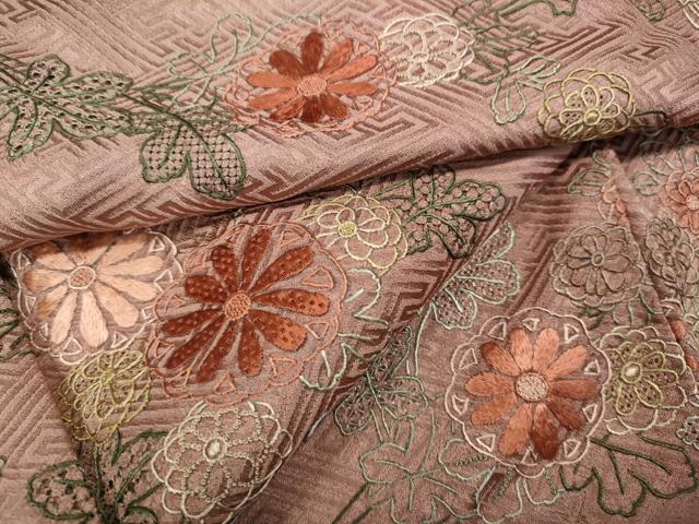 平和屋着物●中国三大刺繍　スワトウ刺繍　訪問着　絞り　刺繍　道長花文　正絹　逸品　CABD0026ut
