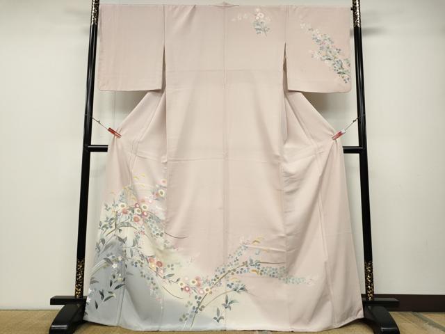平和屋着物●上質な色無地　紋意匠　蒸栗色　正絹　逸品　AABG9960cs 平和屋着物○上質な色無地 紋意匠 蒸栗色 正絹 逸品 AABG9960cs