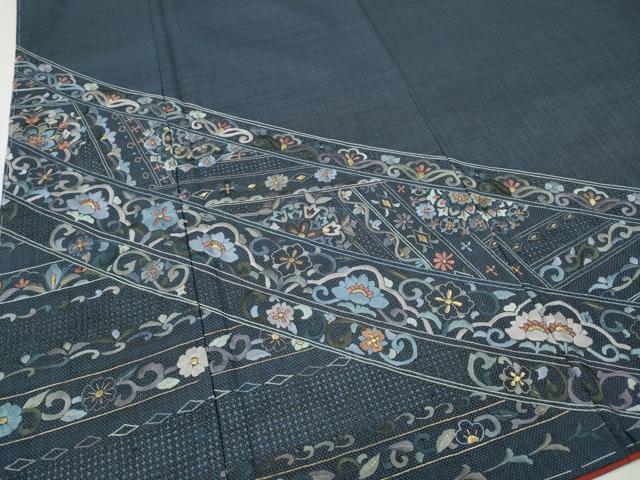 平和屋着物●中国三大刺繍　スワトウ刺繍　総刺繍　色留訪問着　本場大島紬　吉祥花文　金糸　正絹　逸品　CABD0080ut_3