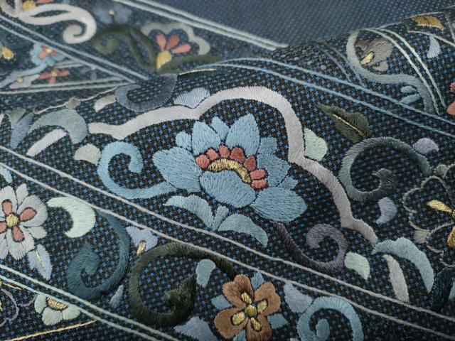 平和屋着物●中国三大刺繍　スワトウ刺繍　総刺繍　色留訪問着　本場大島紬　吉祥花文　金糸　正絹　逸品　CABD0080ut_5
