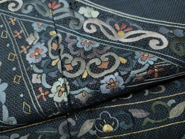 平和屋着物●中国三大刺繍　スワトウ刺繍　総刺繍　色留訪問着　本場大島紬　吉祥花文　金糸　正絹　逸品　CABD0080ut_6