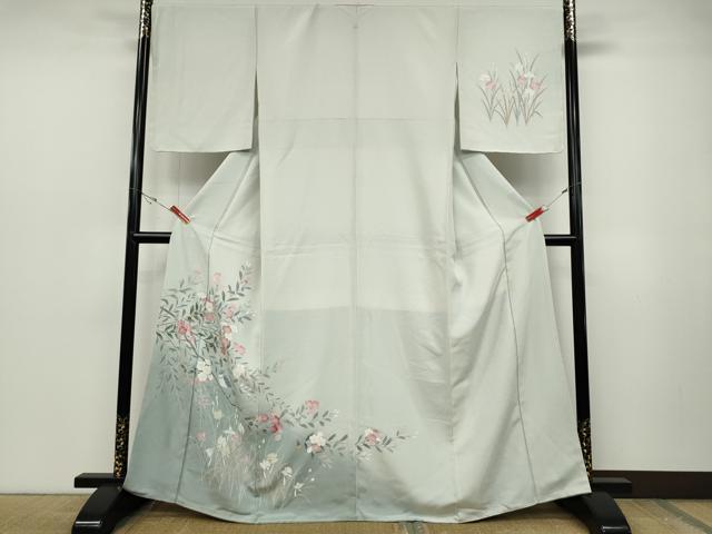 平和屋着物●訪問着　友禅　休み鳥枝葉文　正絹　逸品　CABF3215ut 平和屋着物○訪問着 友禅 休み鳥枝花文 暈し染め 正絹 逸品 未使用