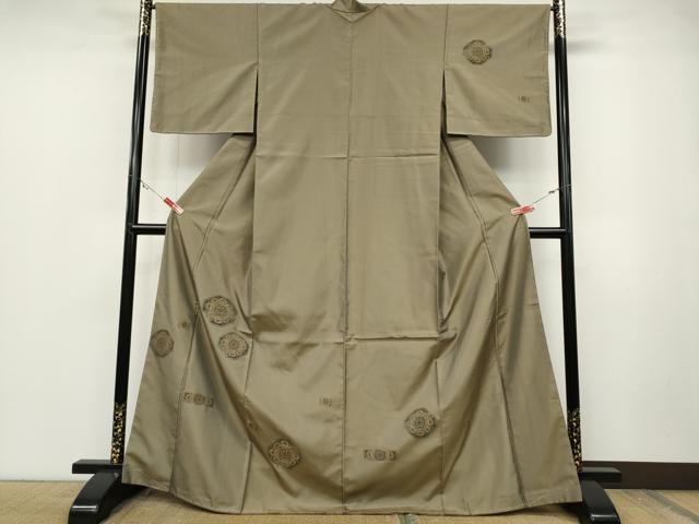 平和屋着物●訪問着　紬地　絵皿吉祥花文　正絹　逸品　未使用　CABD0105ut