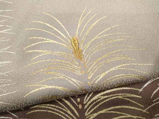 平和屋着物●色留訪問着　刺繍　草葉文　暈し染め　金銀彩　正絹　逸品　CABD0116ut 平和屋着物○色留訪問着 刺繍 草葉文 暈し染め 金銀彩 正絹 逸品